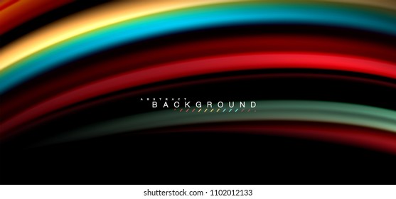 Multicolored wave lines on black background vector design