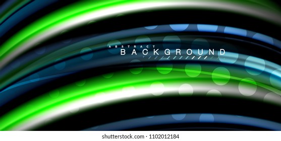 Multicolored wave lines on black background vector design