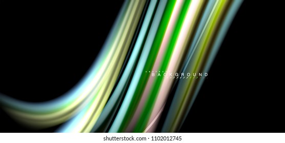Multicolored wave lines on black background vector design