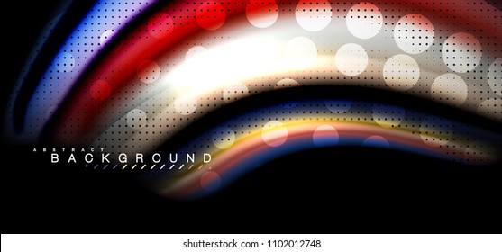Multicolored wave lines on black background vector design