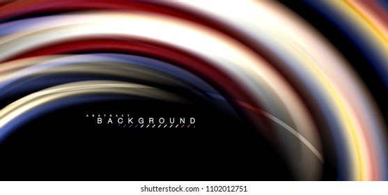 Linhas de onda multicoloridas em design de vetor de plano de fundo preto