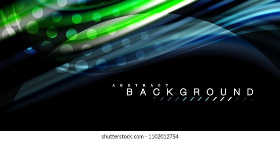 mehrfarbige Wellenlinien auf schwarzem Hintergrund, Vektordesign