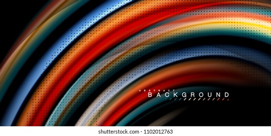 Multicolored wave lines on black background vector design