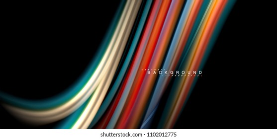 Multicolored wave lines on black background vector design