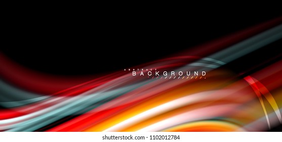 Líneas de onda multicolores sobre el diseño de vectores de fondo negro