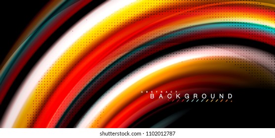 Multicolored wave lines on black background vector design
