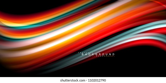 Multicolored wave lines on black background vector design