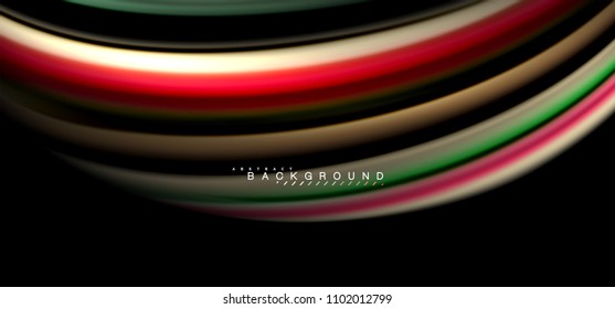 Multicolored wave lines on black background vector design