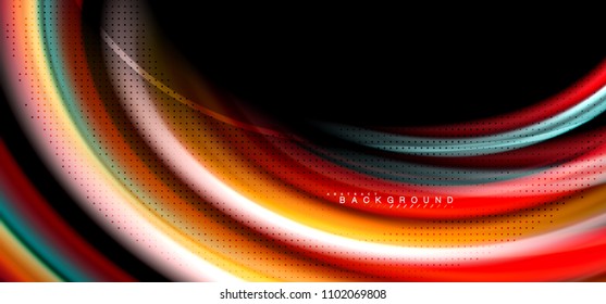 mehrfarbige Wellenlinien auf schwarzem Hintergrund, Vektordesign