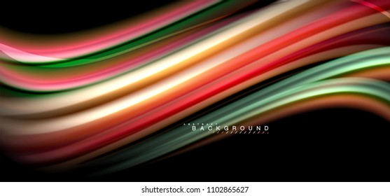 Multicolored wave lines on black background vector design