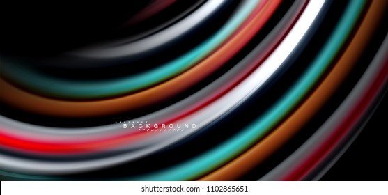 Multicolored wave lines on black background vector design