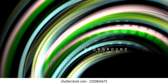 Multicolored wave lines on black background vector design