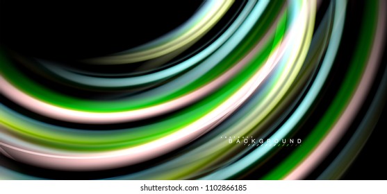 mehrfarbige Wellenlinien auf schwarzem Hintergrund, Vektordesign