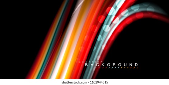 Multicolored wave lines on black background vector design