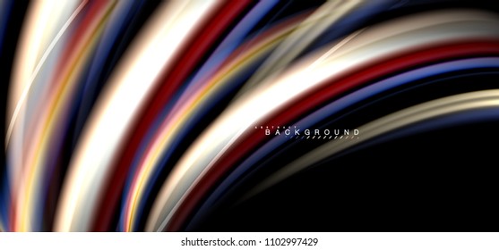Multicolored wave lines on black background vector design