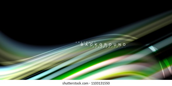 Multicolored wave lines on black background vector design