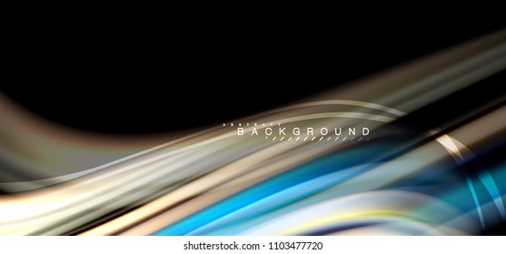 Multicolored wave lines on black background vector design