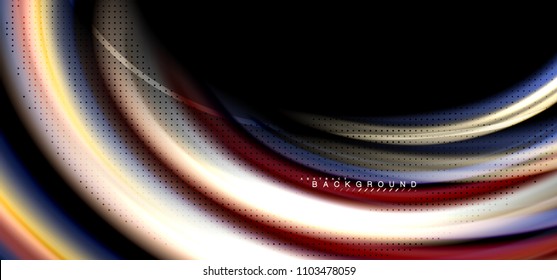 Líneas de onda multicolores sobre el diseño de vectores de fondo negro