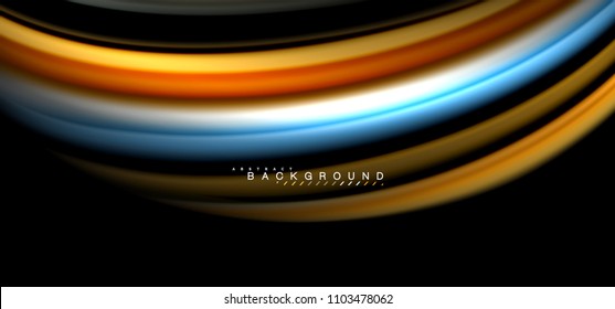 Líneas de onda multicolores sobre el diseño de vectores de fondo negro