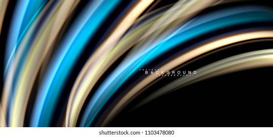 Multicolored wave lines on black background vector design