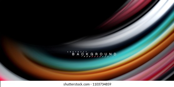 Multicolored wave lines on black background vector design