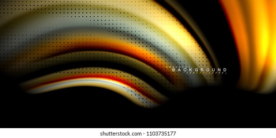 Multicolored wave lines on black background vector design