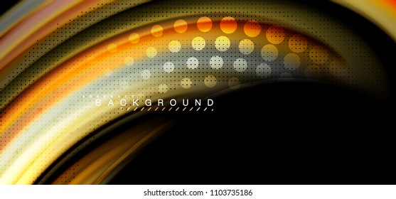 Multicolored wave lines on black background vector design