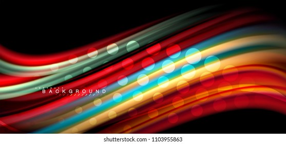 mehrfarbige Wellenlinien auf schwarzem Hintergrund, Vektordesign