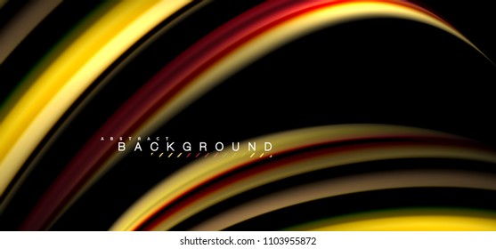 Multicolored wave lines on black background vector design
