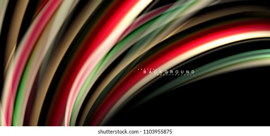 Multicolored wave lines on black background vector design