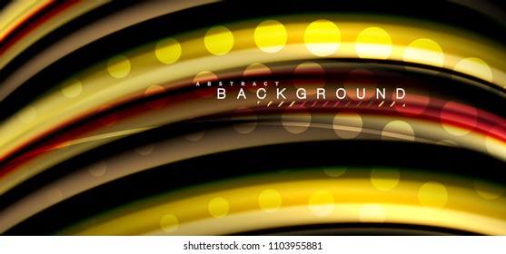Líneas de onda multicolores sobre el diseño de vectores de fondo negro