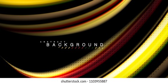 Multicolored wave lines on black background vector design