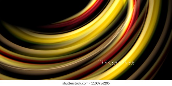 Multicolored wave lines on black background vector design