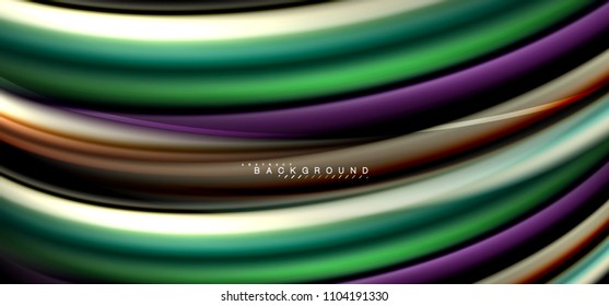 Multicolored wave lines on black background vector design