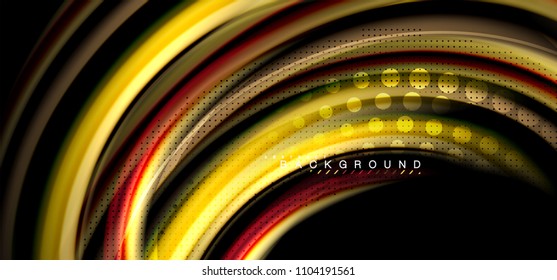 Multicolored wave lines on black background vector design
