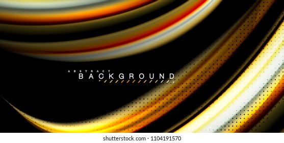 mehrfarbige Wellenlinien auf schwarzem Hintergrund, Vektordesign