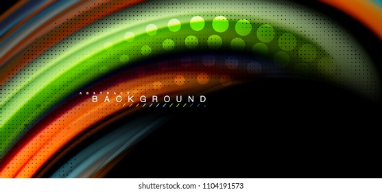 mehrfarbige Wellenlinien auf schwarzem Hintergrund, Vektordesign
