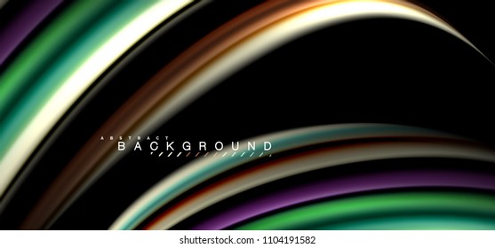 Multicolored wave lines on black background vector design