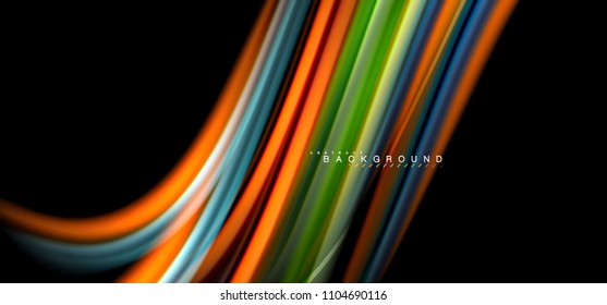 Multicolored wave lines on black background vector design