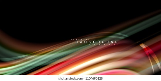 Multicolored wave lines on black background vector design
