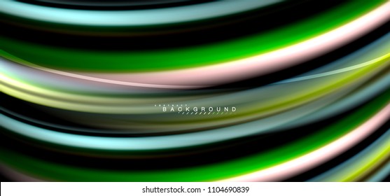 Multicolored wave lines on black background vector design