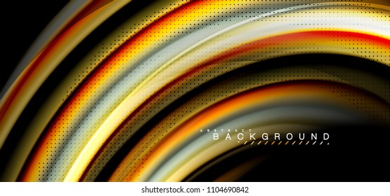 Multicolored wave lines on black background vector design
