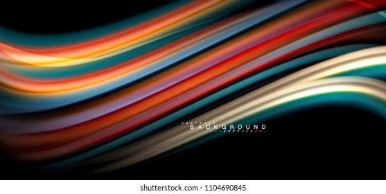 Multicolored wave lines on black background vector design