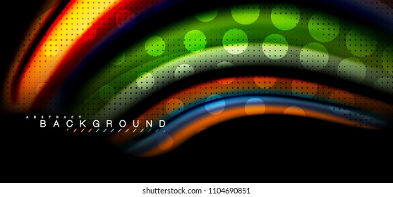 Multicolored wave lines on black background vector design