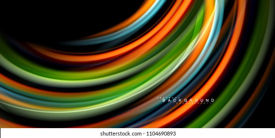 Multicolored wave lines on black background vector design
