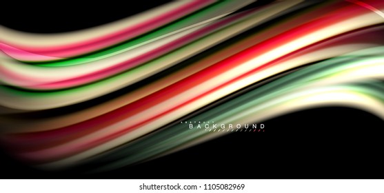 Multicolored wave lines on black background vector design