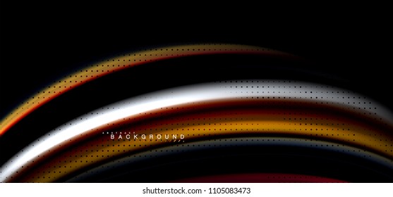 Multicolored wave lines on black background vector design