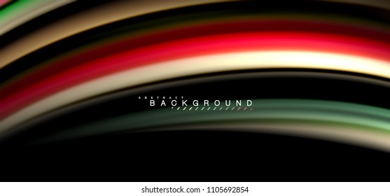Líneas de onda multicolores sobre el diseño de vectores de fondo negro