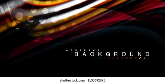 Multicolored wave lines on black background vector design