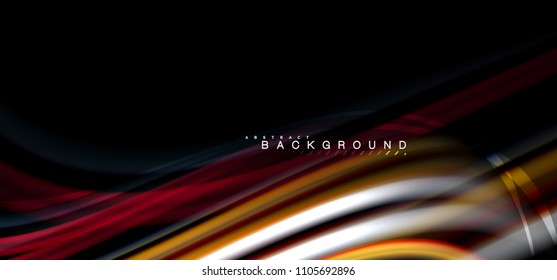 Líneas de onda multicolores sobre el diseño de vectores de fondo negro